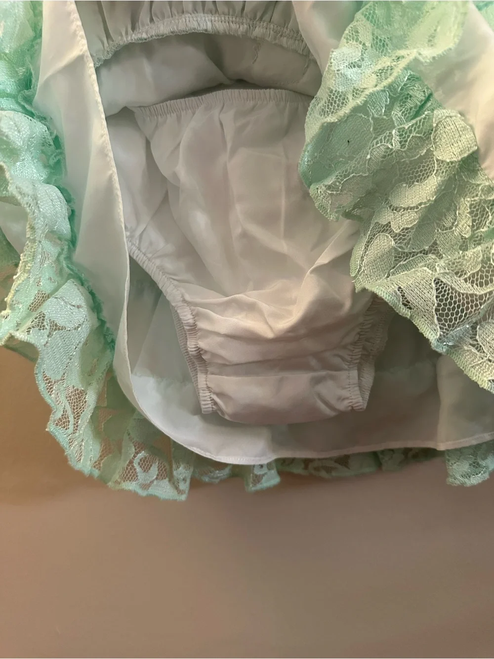 Toddler Mint Lace Ruffle Dress with Floral Accent
